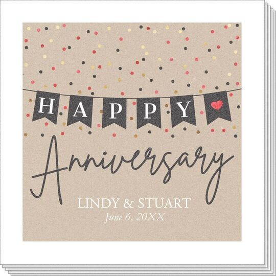 Banner Happy Heart Anniversary Napkins